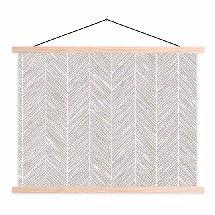 Klassiek - Visgraat - Grijs textielposter latten blank klein 122 -3d