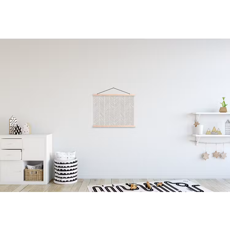Klassiek - Visgraat - Grijs textielposter latten blank klein 122 -kinderkamer