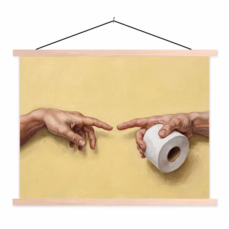 Klassiek - Kunst - Humor textielposter latten blank klein -3d