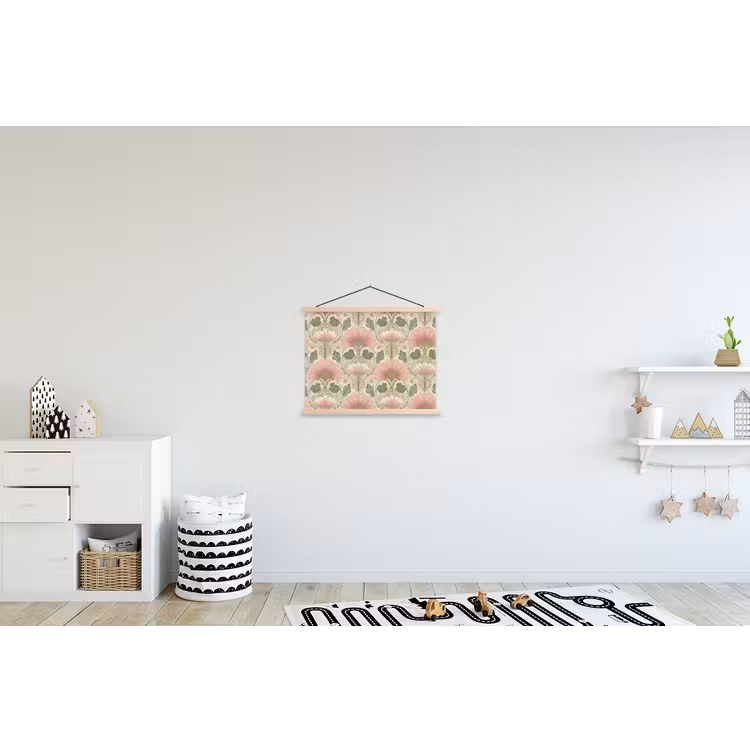 Klassiek - Patroon - Roze textielposter latten blank klein 122 -kinderkamer
