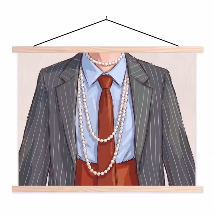 Kleding - Strik - Parels - Klassiek - Mode textielposter latten blank klein -3d