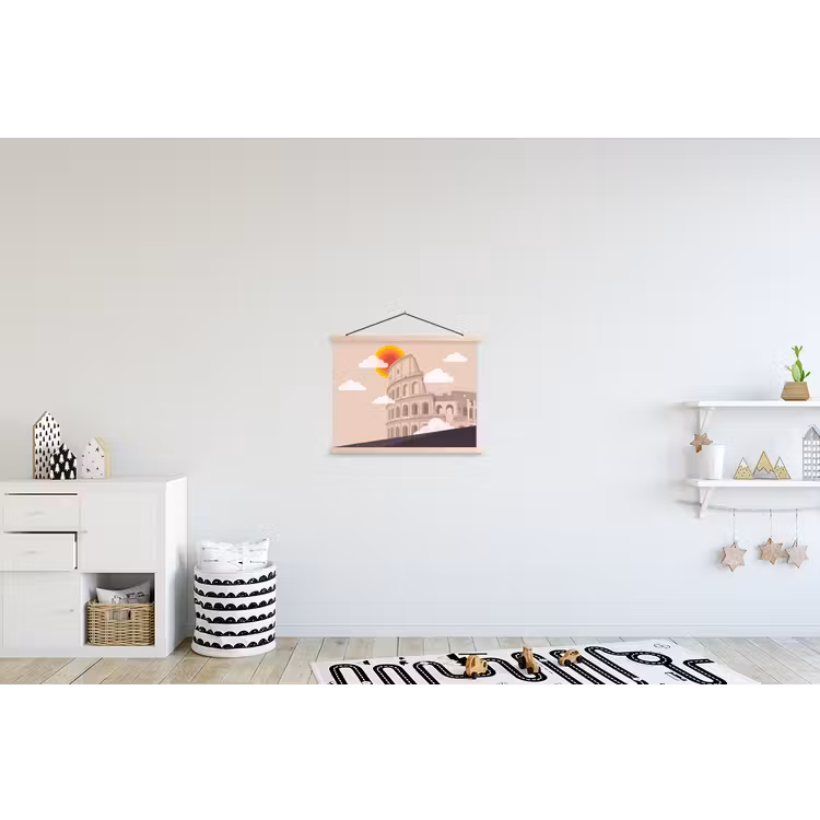 Colosseum - Zonsopgang - Rome - Architectuur - Beige textielposter latten blank klein -kinderkamer