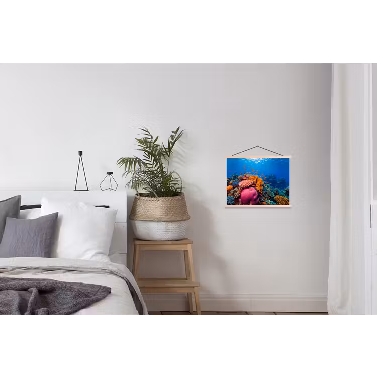 Koraal - Vissen - Oceaan - Natuur - Kleurrijk textielposter latten blank klein -woonkamer
