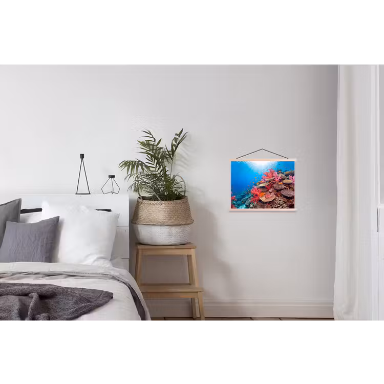 Koraalrif - Vissen - Onderwater - Tropisch - Rood textielposter latten blank klein -woonkamer
