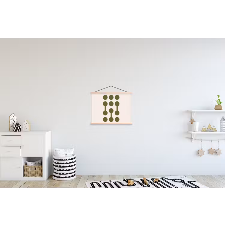 Cirkels - Geometrisch - Abstract - Modern - Groen textielposter latten blank klein -kinderkamer