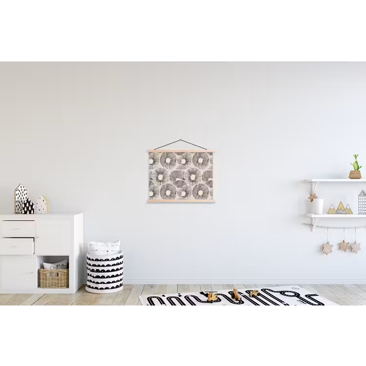 Cirkels - Patroon - Zwart textielposter latten blank klein 122 -kinderkamer