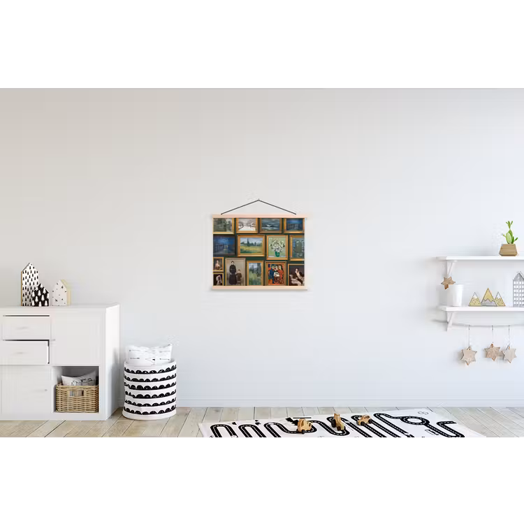 Kunst - Schilderijen - Collectie - Klassiek - Groen textielposter latten blank klein -kinderkamer