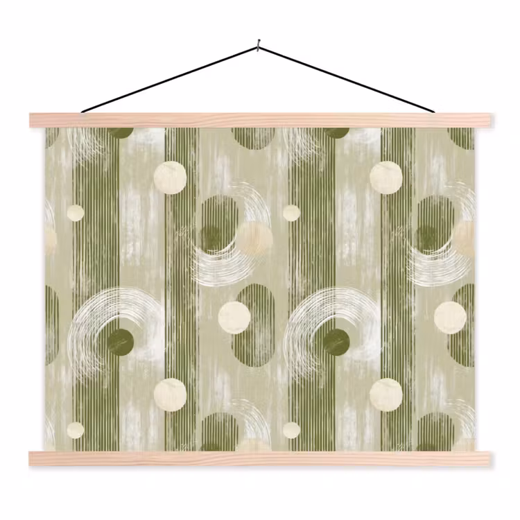 Artistiek - Modern - Groen textielposter latten blank klein 122 -3d