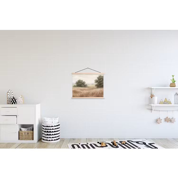 Landschap - Minimalistisch - Beige textielposter latten blank klein -kinderkamer