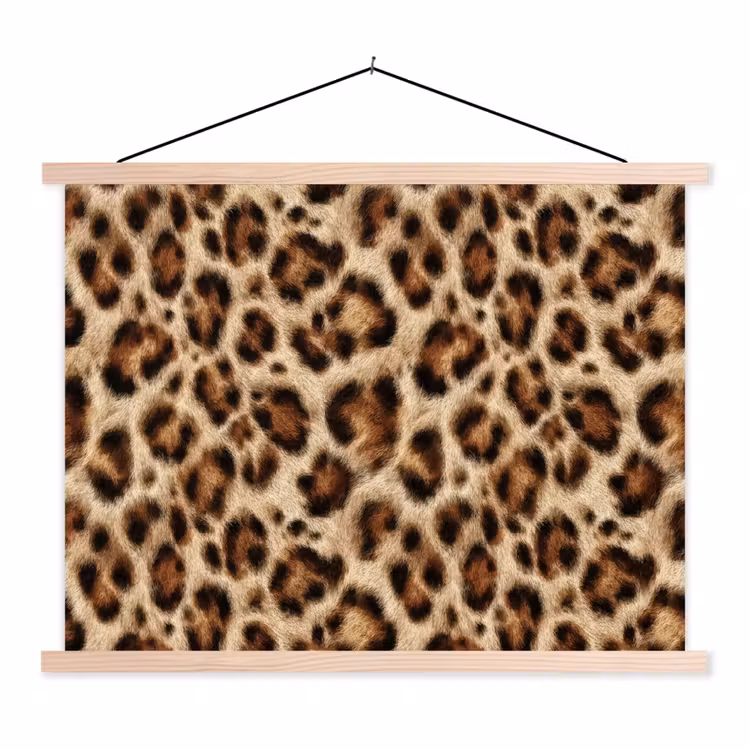 Luipaard - Bruin - Vacht textielposter latten blank klein 122 -3d