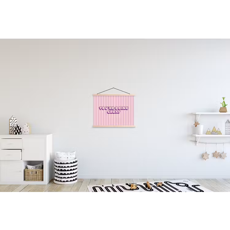 Paars - Strepen - You're doing great - Schaduw textielposter latten blank klein -kinderkamer