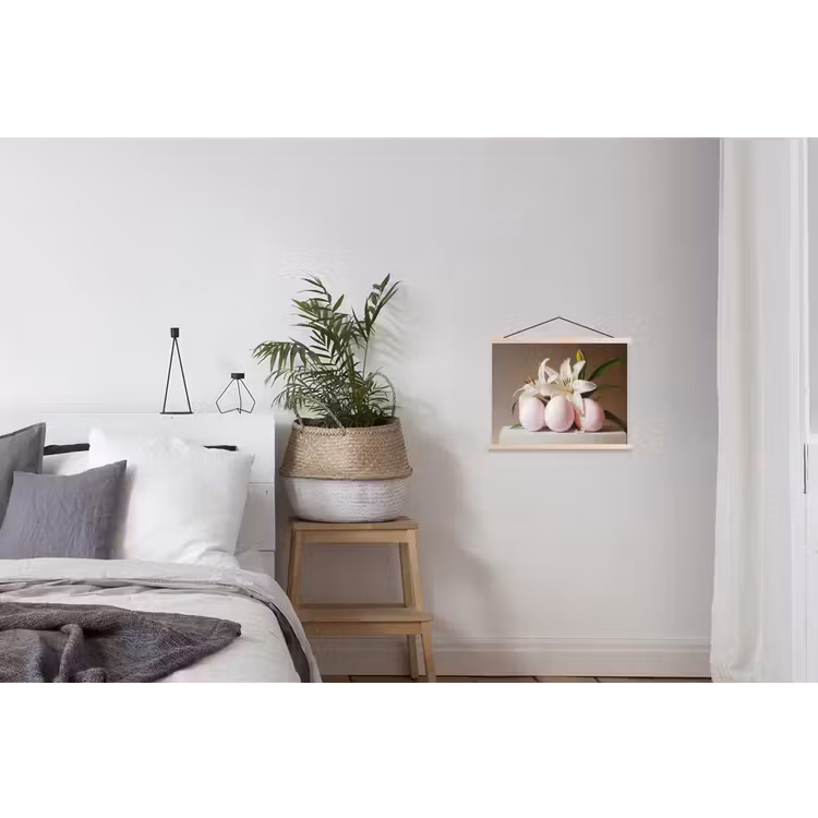 Lelies - Eieren - Pasen textielposter latten blank klein -woonkamer
