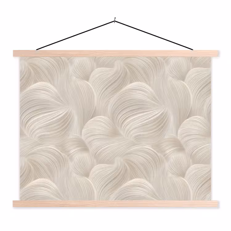 Lijnen - Waaier - Beige textielposter latten blank klein 122 -3d