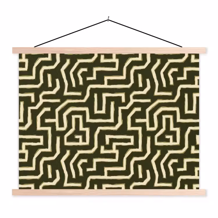 Lijnen - Abstract - Groen textielposter latten blank klein 122 -3d