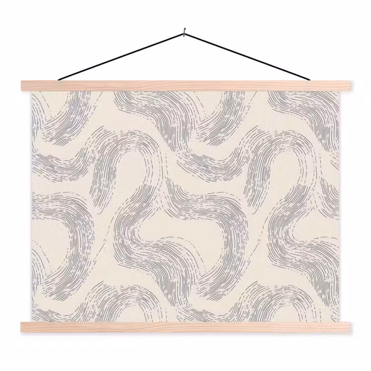 Lijnen - Patroon - Beige - Minimalistisch textielposter latten blank klein 122 -3d