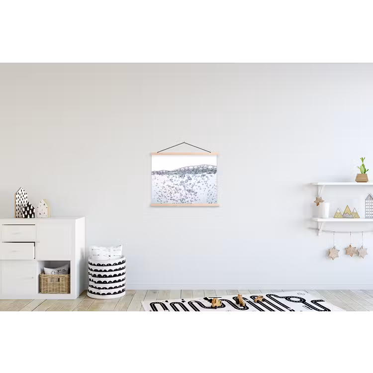 Luchtbellen - Water - Dynamisch textielposter latten blank klein -kinderkamer