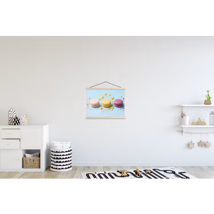 Macarons - Kleurrijk - Pastel textielposter latten blank klein -kinderkamer