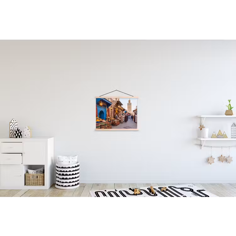 Stoffbild - Markt – Orientalisch – Farbenfroh - Markt - Oosters - Kleurrijk textielposter latten blank klein