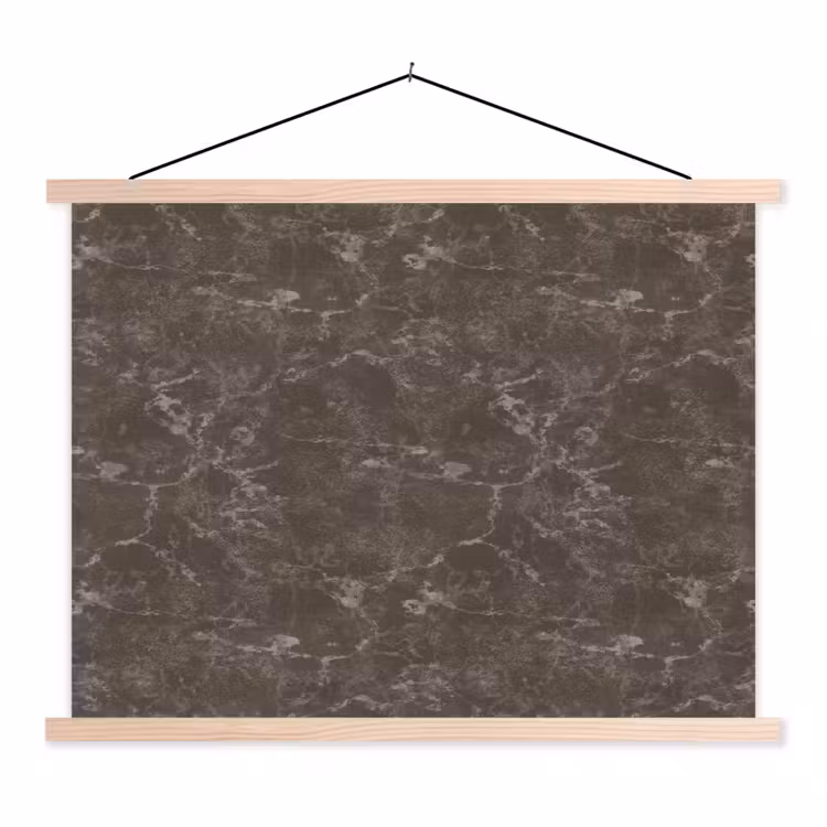 Marmer - Aders - Bruin textielposter latten blank klein 122 -3d