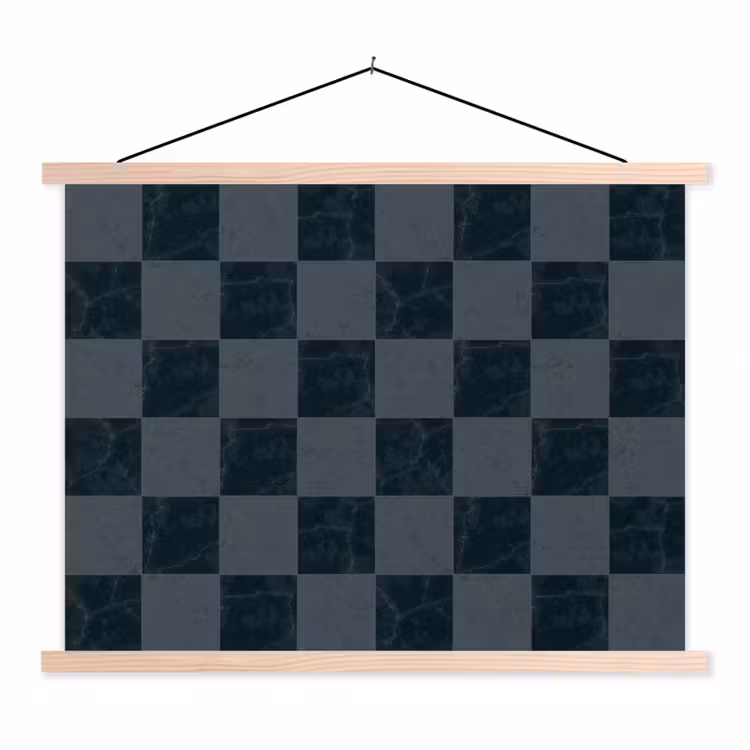 Marmer - Patroon - Antraciet textielposter latten blank klein 122 -3d
