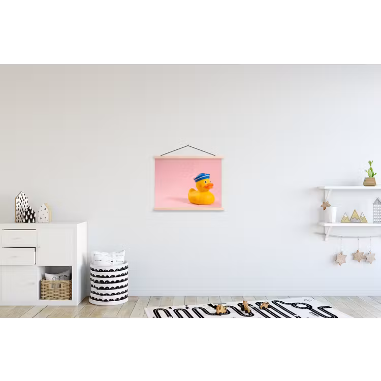 Matroos - Eend - Roze textielposter latten blank klein -kinderkamer