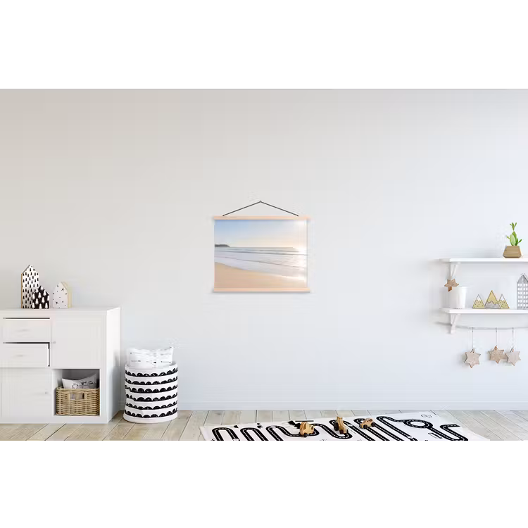 Zee - Zon - Zand textielposter latten blank klein -kinderkamer