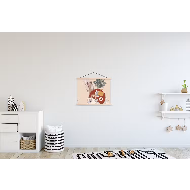 Mensen - Cafe - Koffie - Stadsleven - Modern textielposter latten blank klein -kinderkamer