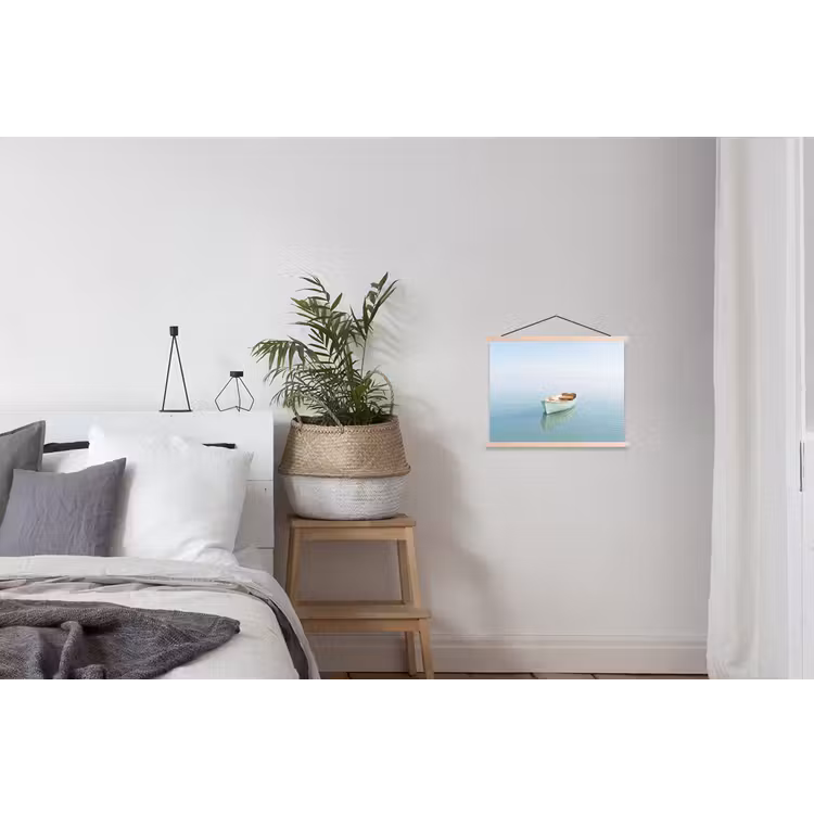 Minimalistisch - Boot - Zee textielposter latten blank klein -woonkamer