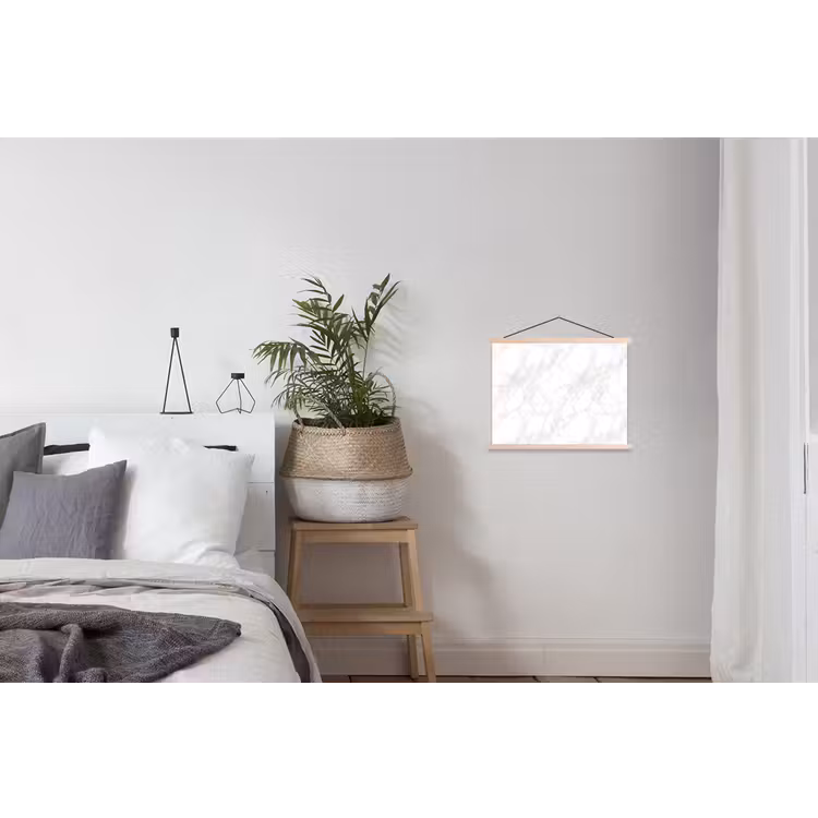 Minimalistisch - Wit - Grijze aders textielposter latten blank klein 122 -woonkamer