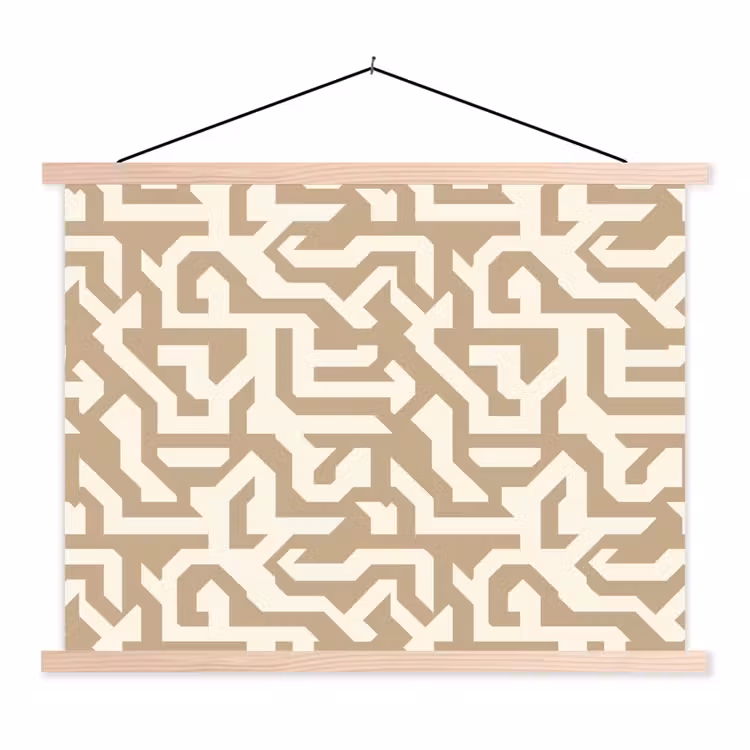 Modern - Abstract - Beige textielposter latten blank klein 122 -3d