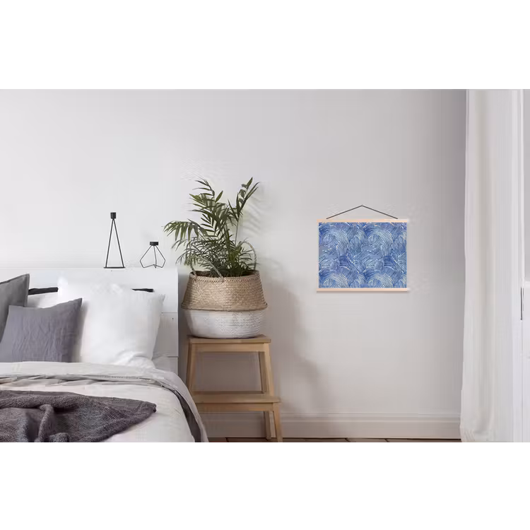 Modern - Abstract - Blauw textielposter latten blank klein 122 -woonkamer