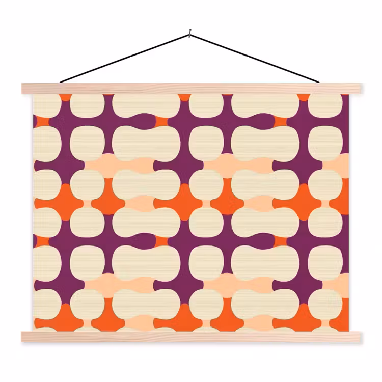 Modern - Patroon - Kleurrijk textielposter latten blank klein 122 -3d