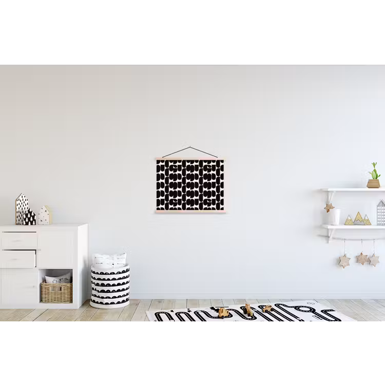 Modern - Patroon - Zwart textielposter latten blank klein 122 -kinderkamer