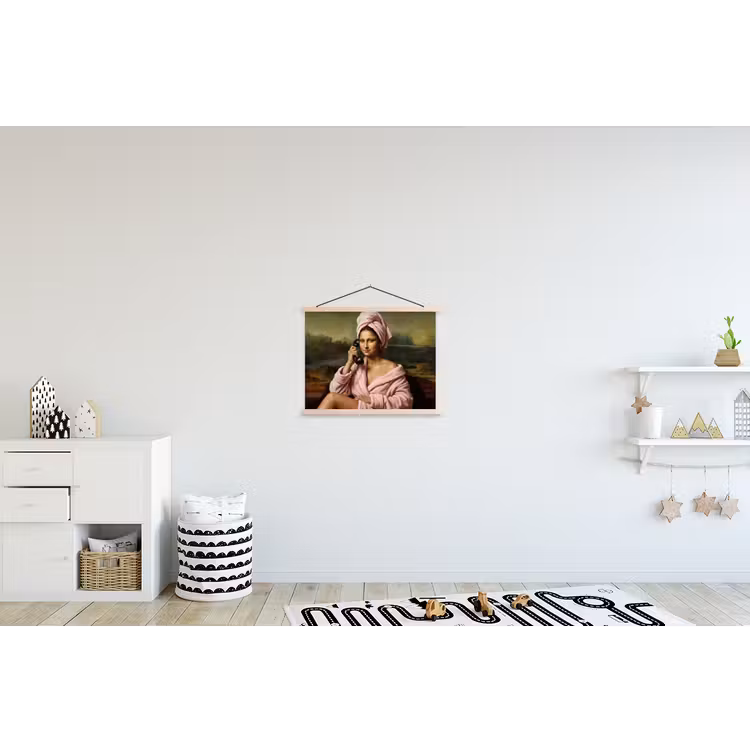 Mona - Klassiek - Roze textielposter latten blank klein -kinderkamer
