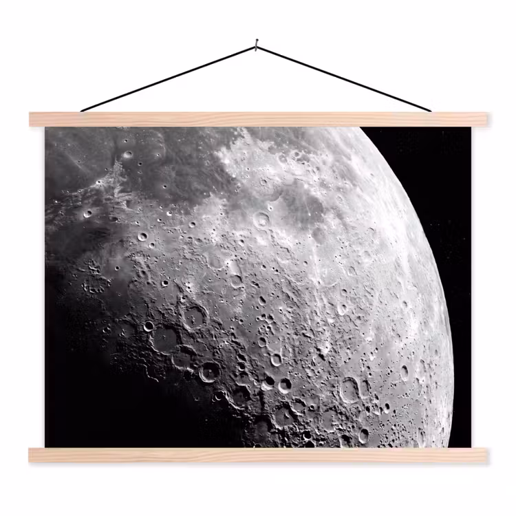 Stoffbild - Mond – Krater – Weltraum - Maan - Kraters - Ruimte textielposter latten blank klein