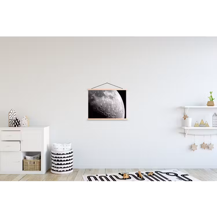 Stoffbild - Mond – Krater – Weltraum - Maan - Kraters - Ruimte textielposter latten blank klein