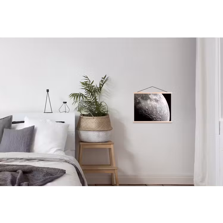 Stoffbild - Mond – Krater – Weltraum - Maan - Kraters - Ruimte textielposter latten blank klein