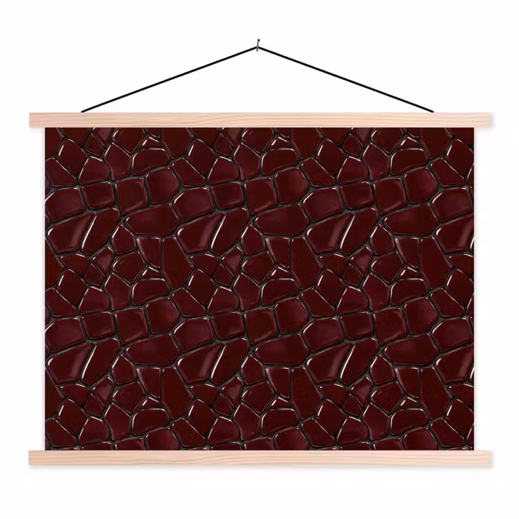 Mozaïek - Tegel - Bordeauxrood textielposter latten blank klein 122 -3d