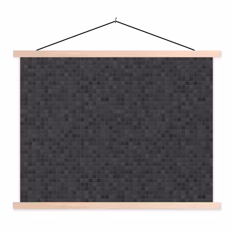Mozaïek - Patroon - Zwart textielposter latten blank klein 122 -3d