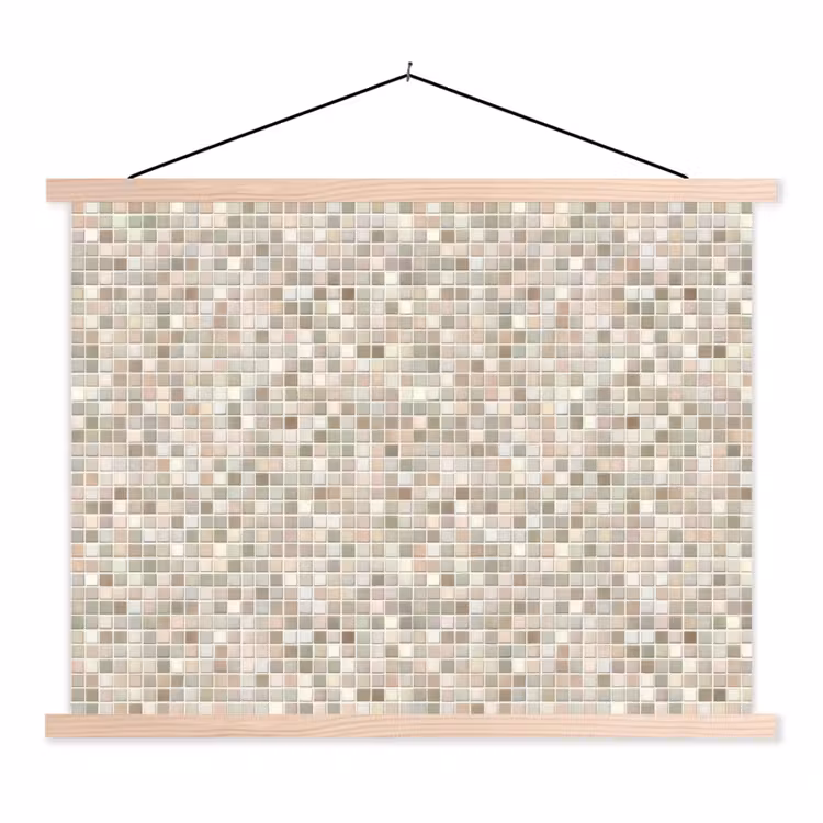Mozaïek - Patroon- Taupe textielposter latten blank klein 122 -3d