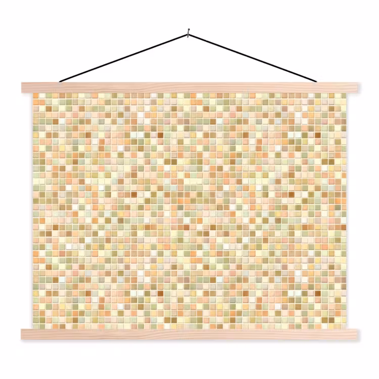 Mozaïek - Patroon - Terracotta textielposter latten blank klein 122 -3d