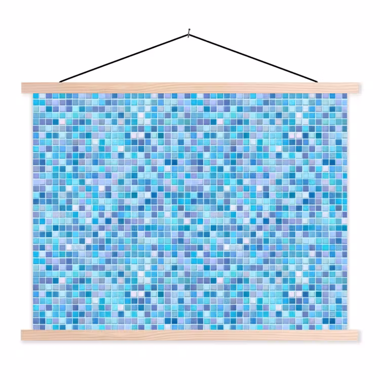 Mozaïek - Patroon - Turquoise textielposter latten blank klein 122 -3d