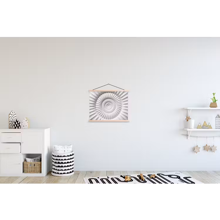 Schelp - Spiraal - Wit textielposter latten blank klein -kinderkamer