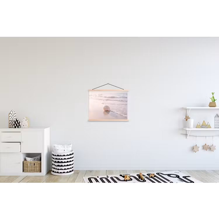 Zeeschelp - Strand - Zee - Natuur - Beige textielposter latten blank klein -kinderkamer