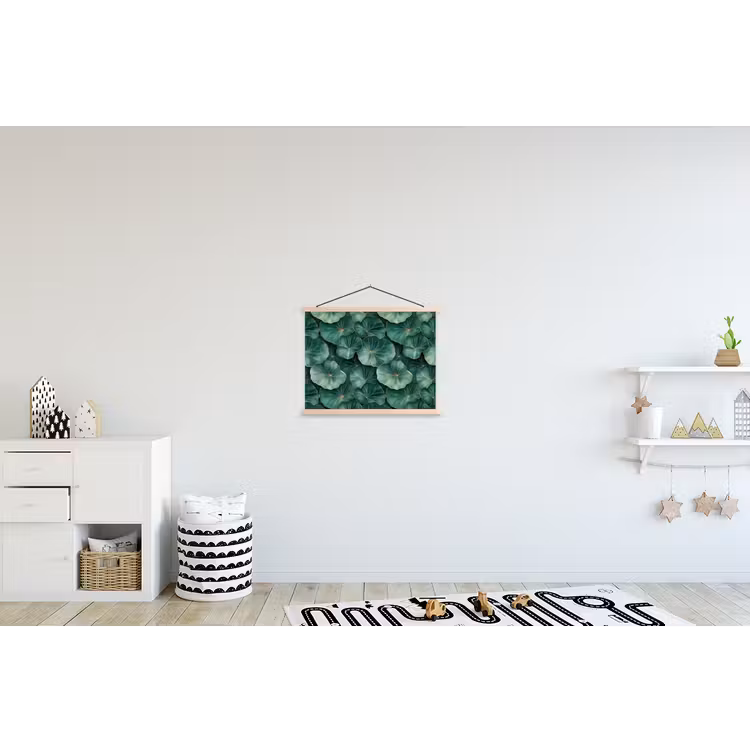 Patroon - Bladeren - Groen textielposter latten blank klein 122 -kinderkamer
