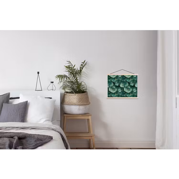 Patroon - Bladeren - Groen textielposter latten blank klein 122 -woonkamer