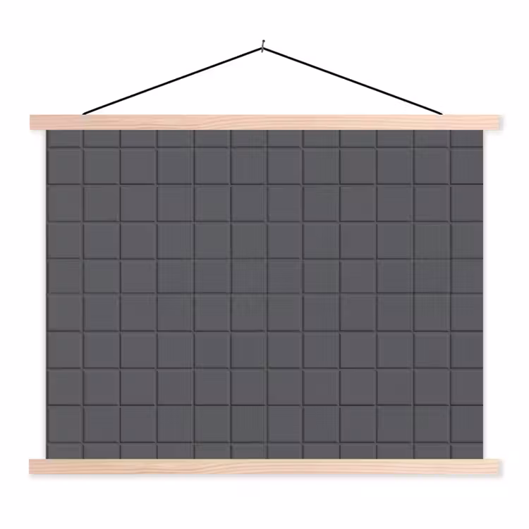 Patroon - Tegel - Grafiet - Grijs textielposter latten blank klein 122 -3d