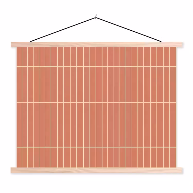Patroon - Tegels - Terracotta textielposter latten blank klein 122 -3d