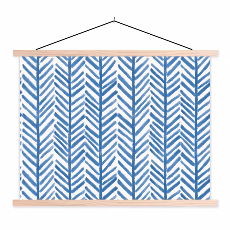 Patroon - Streep - Blauw textielposter latten blank klein 122 -3d