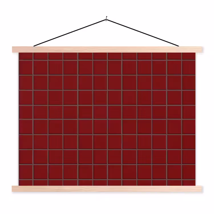 Patroon - Tegels - Burgundy textielposter latten blank klein 122 -3d